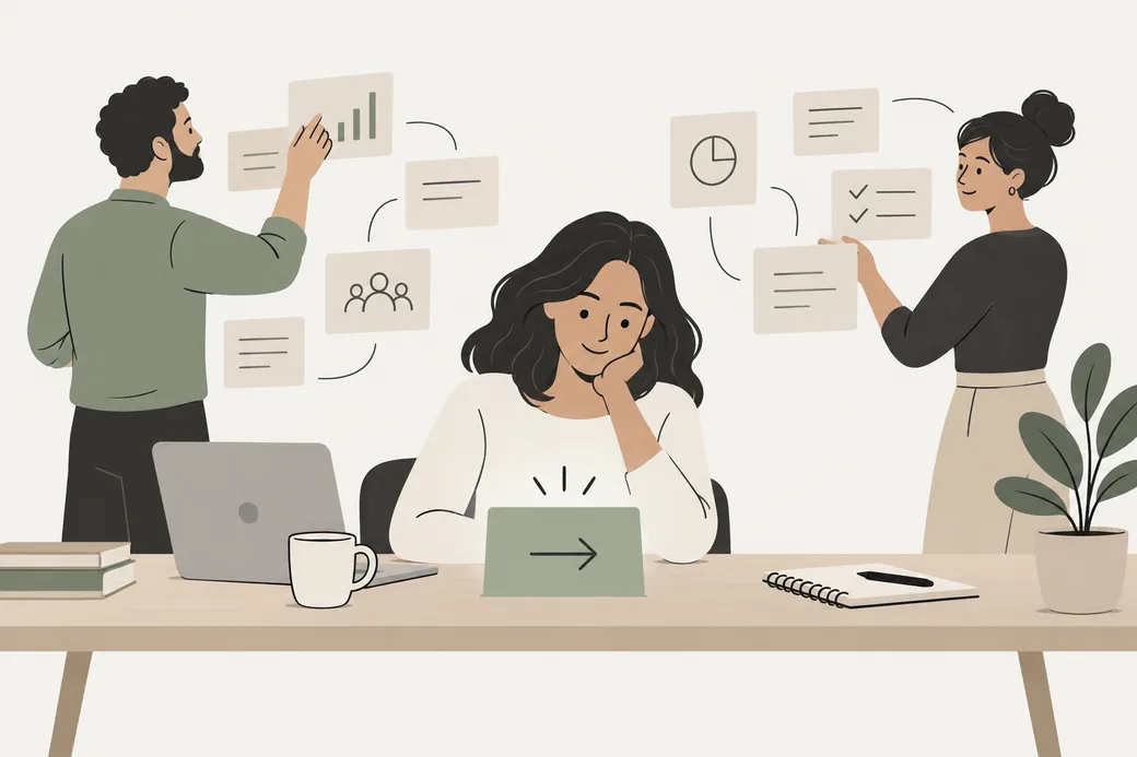 A team collaborates on business plans and useful information.